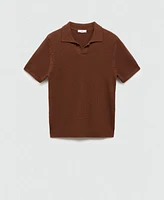 Mango Men's Ribbed Knit Polo Shirt