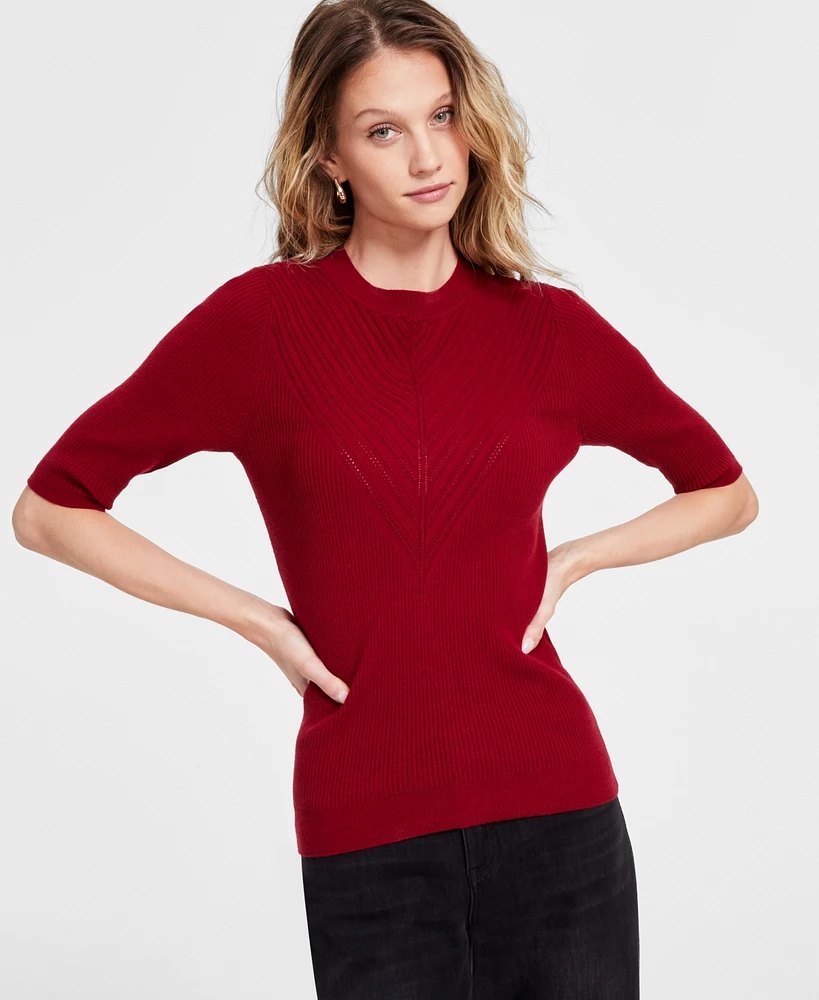 Liverpool Los Angeles Women's Elbow-Sleeve Crewneck Sweater