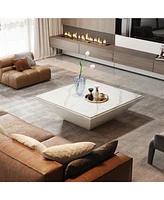 Tribesigns Coffee Table, 35.43-Inch Square Coffee Table with Faux Marble Tabletop, Modern Center Table for Living Room, Large Engineered Wood Cocktail