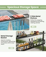 Skonyon 8 x 5 Ft Outdoor Grill Gazebo with 2 Side Shelves and 20 Hooks