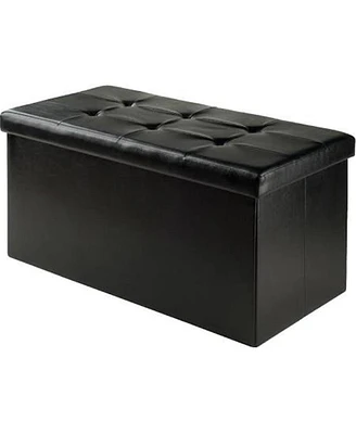 Winsome Trading 20627 15 x 29.9 x 32.1 in. Ashford Ottoman with Storage Faux Leather, Black