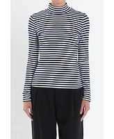 English Factory Women's Stripe Turtle Neck Top