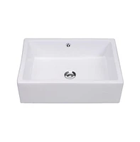 Yescom Aquaterior 20"x 14"x6" Rectangle Porcelain Vessel Sink w/ Overflow and Pop Up Drain Bathroom