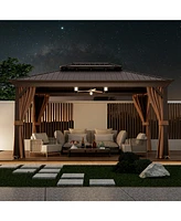 Givimo 12' x 16' Double-Roof Hardtop Gazebo with Galvanized Steel Roof