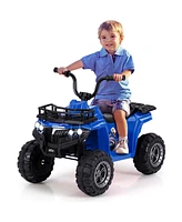 Costway Kids Ride On Electric Atv 6V 4-Wheeler Quad Car with One-Button Start Tread Tires