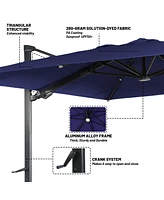 Boyel Living 10x10 ft. 360°Rotation Square Cantilever Patio Umbrella with Led Light