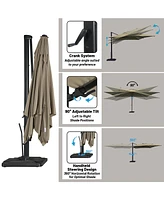 Boyel Living 10 ft. 360 B0; Rotation Square Cantilever Patio Umbrella with Base and Led Light