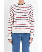 English Factory Women's Stripe Cable Knit