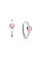 Tiny Blessings Children's 14K Gold True Love Pink Heart Girls' Huggie Hoop Earrings