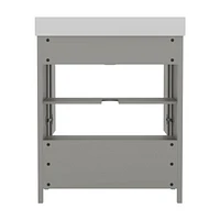 Argos Single Sink Bathroom Vanity With Undermount Basin, Soft-Close Cabinet, Easy-Glide Drawer, And Carrara Marble Finish Countertop