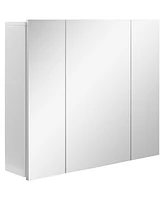 kleankin Medicine Cabinet, Bathroom Mirror Cabinet with Doors and Shelves, White