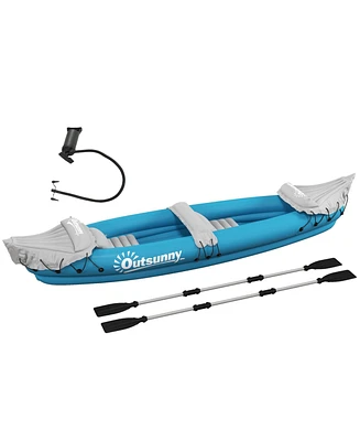 Outsunny 2 Person Inflatable Kayak with Aluminum Paddles, Repair Kit,