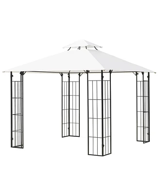 Outsunny 10' x 10' Patio Gazebo Canopy Outdoor Wedding Party Tent Shelter Sun Shade Metal