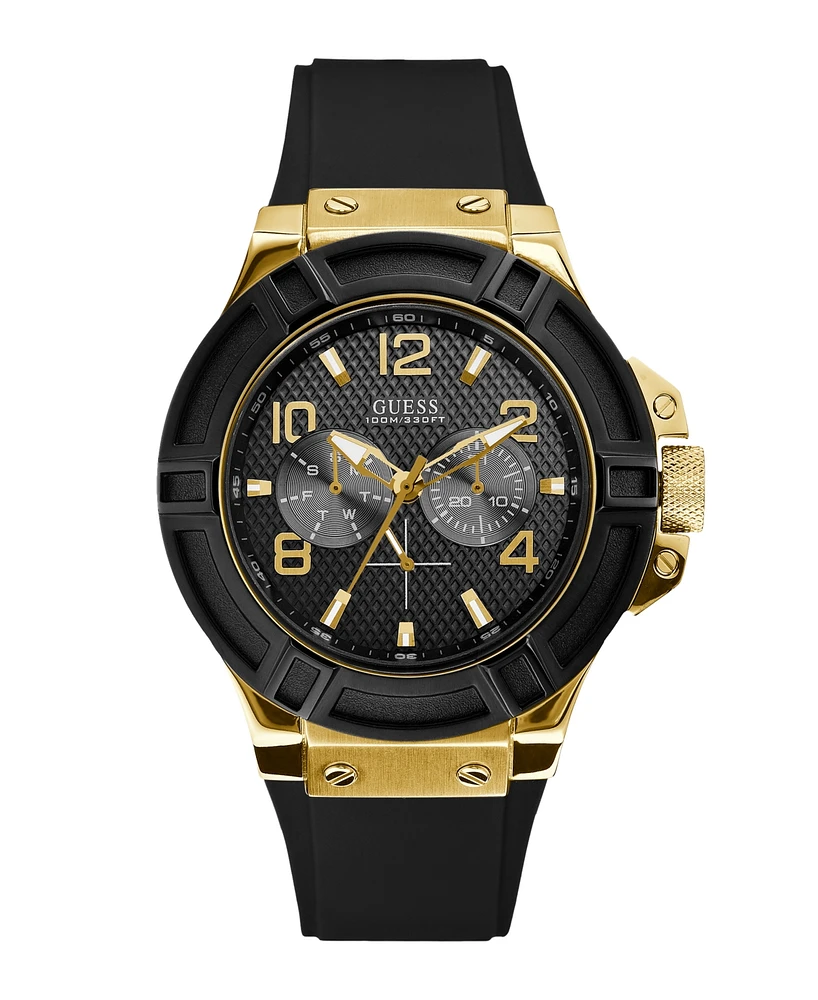 Guess Men's Multi-function Black Silicone Watch, 46mm