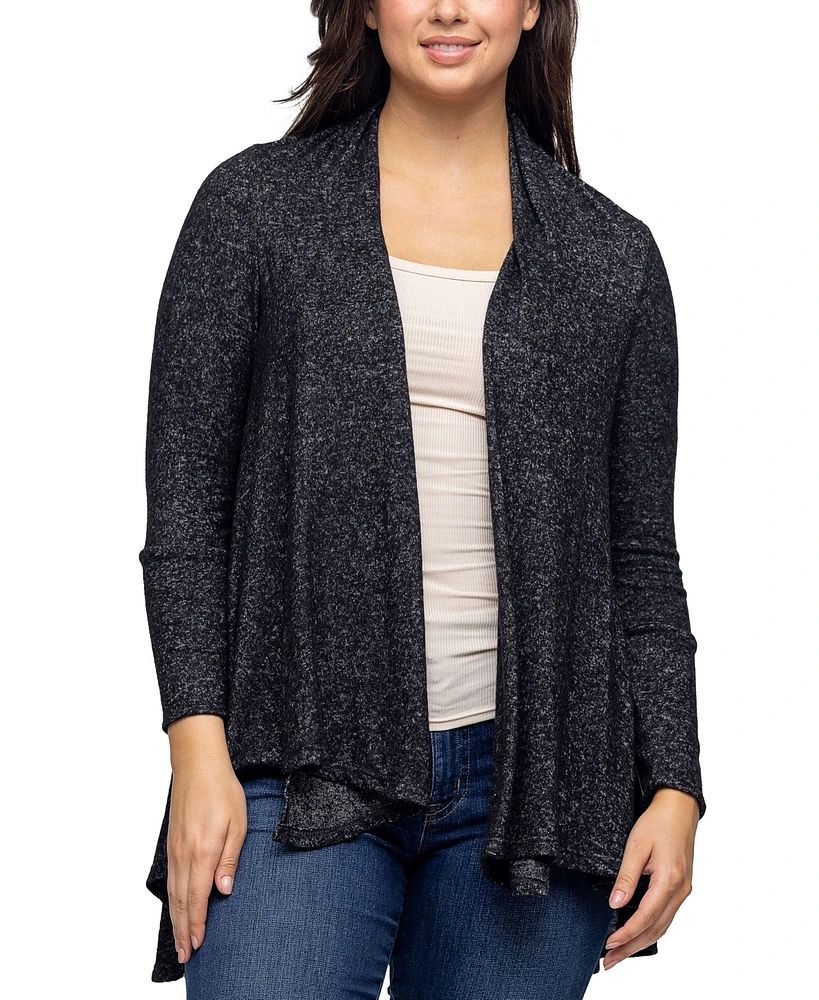 24seven Comfort Apparel Women's Open Front Long Sleeve High Low Cozy Cardigan