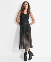 Dkny Women's Pull-On Logo-Waistband Pleated Midi Skirt