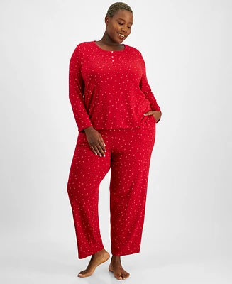 Charter Club Plus Ditsy Star Packaged Pajama Set, Exclusively at Macy's