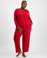 Charter Club Plus Ditsy Star Packaged Pajama Set, Exclusively at Macy's