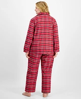 Charter Club Plus Cotton Flannel Printed Pajama Set, Created for Macy's