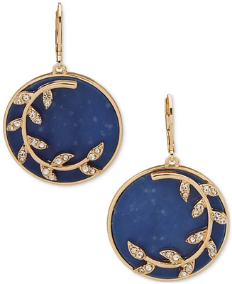 lonna & lilly Gold-Tone Blue Pave Branch Disc Drop Earrings