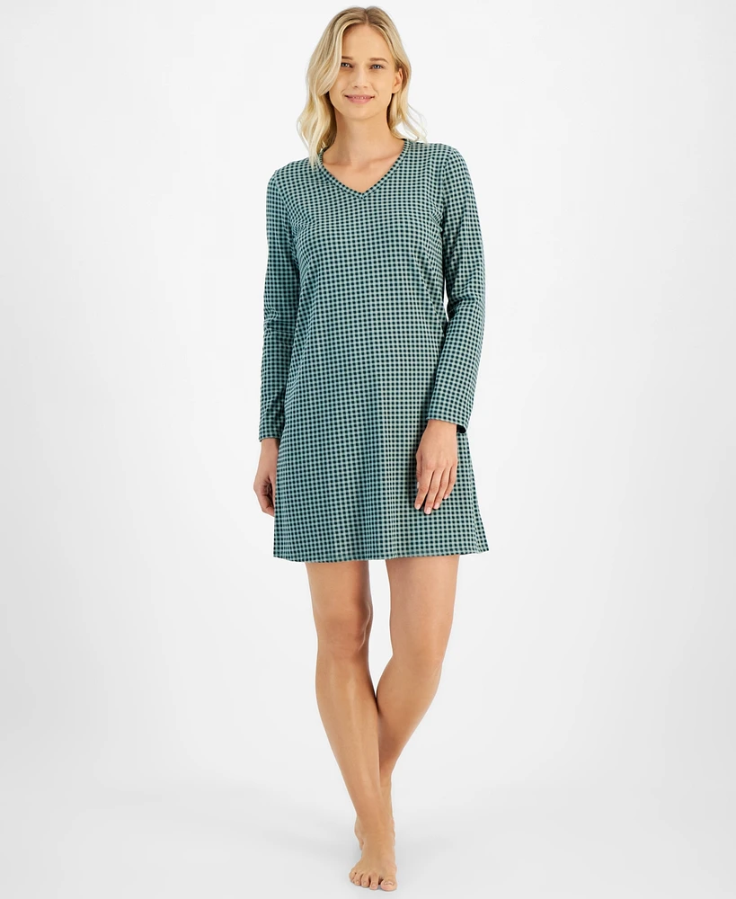 Charter Club Women's Printed Long-Sleeve Sleepshirt, Created for Macy's