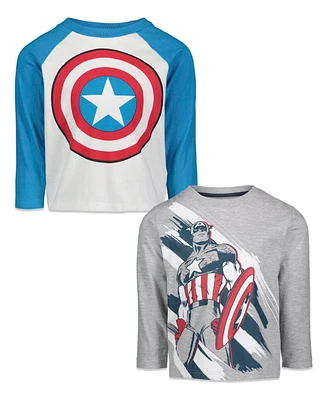 Marvel Toddler Boys Avengers Spider-Man Iron Man Captain America Hulk Black Panther Miles 2 Pack Long Sleeve T-Shirts to