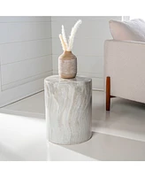 Jonathan Y Troy 16" Modern Minimalist Faux Marble Column Indoor/Outdoor Accent Table, Gray/Gold