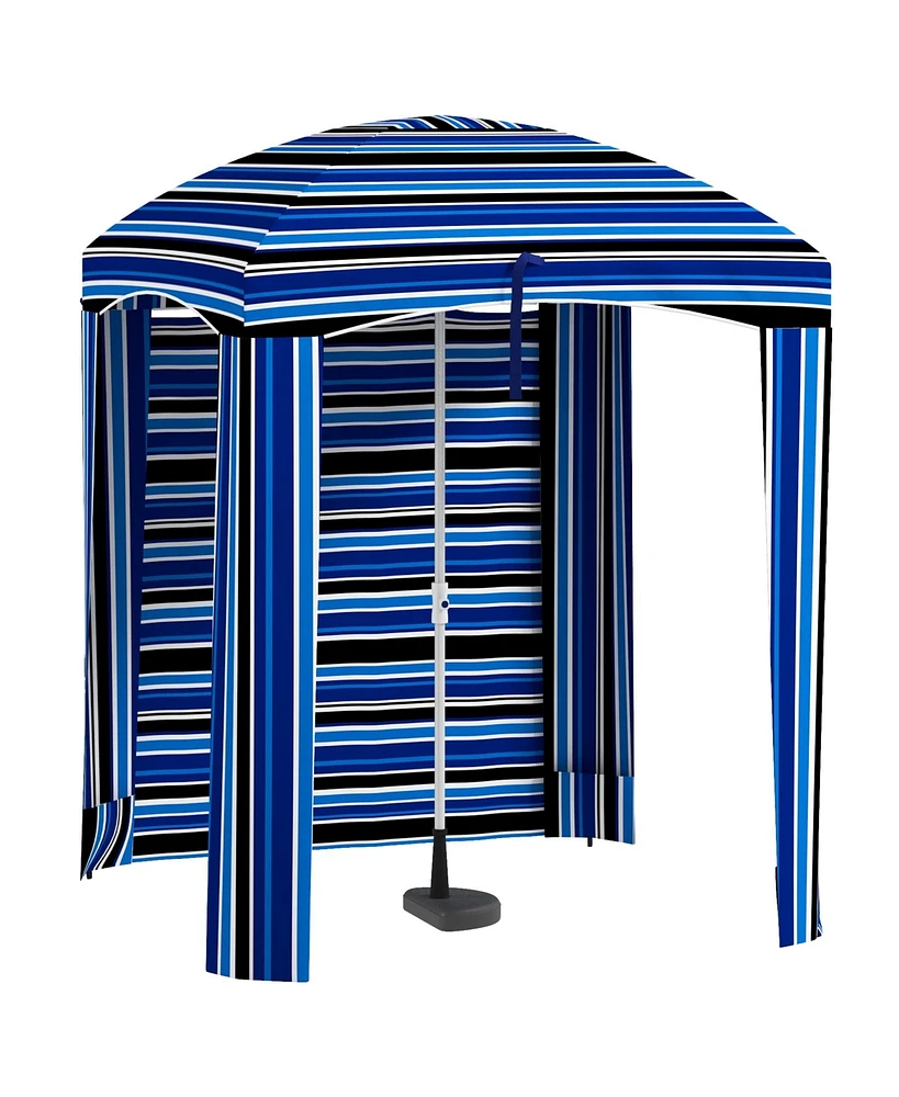 Outsunny Beach Cabana Umbrella with Bag, Windows, Blue Stripe