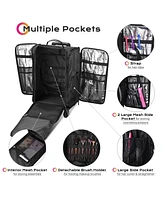 Byootique Rolling Makeup Train Case & Backpack Kit w/ 7 Toiletry Bags Travel