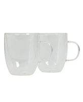 Mr. Coffee Retro Machiato Large 16 Ounce Insulated Double Wall Glass Coffee & Tea Cups, Set of 2