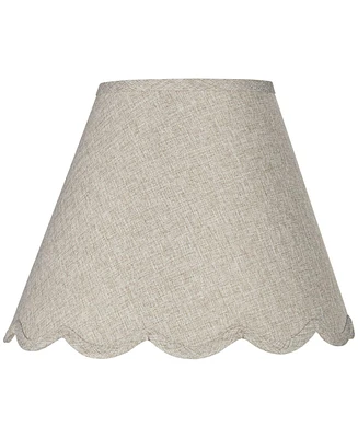 Springcrest Hardback Scallop Bottom Empire Lamp Shade Fawn Small 6" Top x 12" Bottom x 9.5" Slant x 9" High Spider with Replacement Harp and Finial Fi