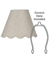 Springcrest Hardback Scallop Bottom Empire Lamp Shade Fawn Small 6" Top x 12" Bottom x 9.5" Slant x 9" High Spider with Replacement Harp and Finial Fi