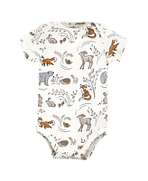 Touched by Nature Baby Boys Organic Cotton Bodysuits, Dreamy Woodland