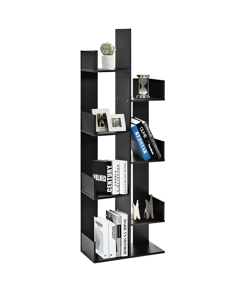 Gymax 8-Tier Bookshelf Bookcase w/8 Open Compartments Space-Saving Storage Rack White