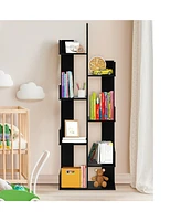 Gymax 8-Tier Bookshelf Bookcase w/8 Open Compartments Space-Saving Storage Rack White