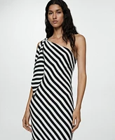 Mango Women's Asymmetrical Striped Dress