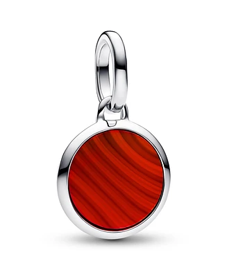 Pandora Sterling Silver Red Murano Glass Engravable Mini Medallion Charm