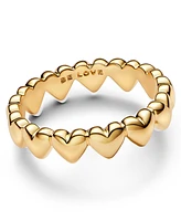 Pandora 14K Gold-Plated Row of Hearts Ring