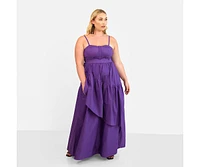 Rebdolls Plus Violette Poplin Corset Ruffle Maxi A Line Dress