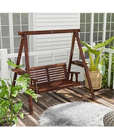 Outsunny 2-Seat Patio Swing Chair, Porch Swing with Stand, Carbonized