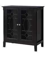 Homcom Elegant Scroll-Framed Storage Server Cabinet with Elevated Base and 3 Shelves