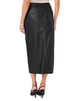 Vince Camuto Women's Faux-Leather Front-Slit Midi Skirt