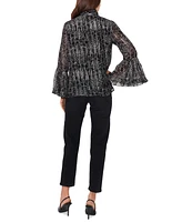 Vince Camuto Women's Printed Tie-Neck Flare-Sleeve Top