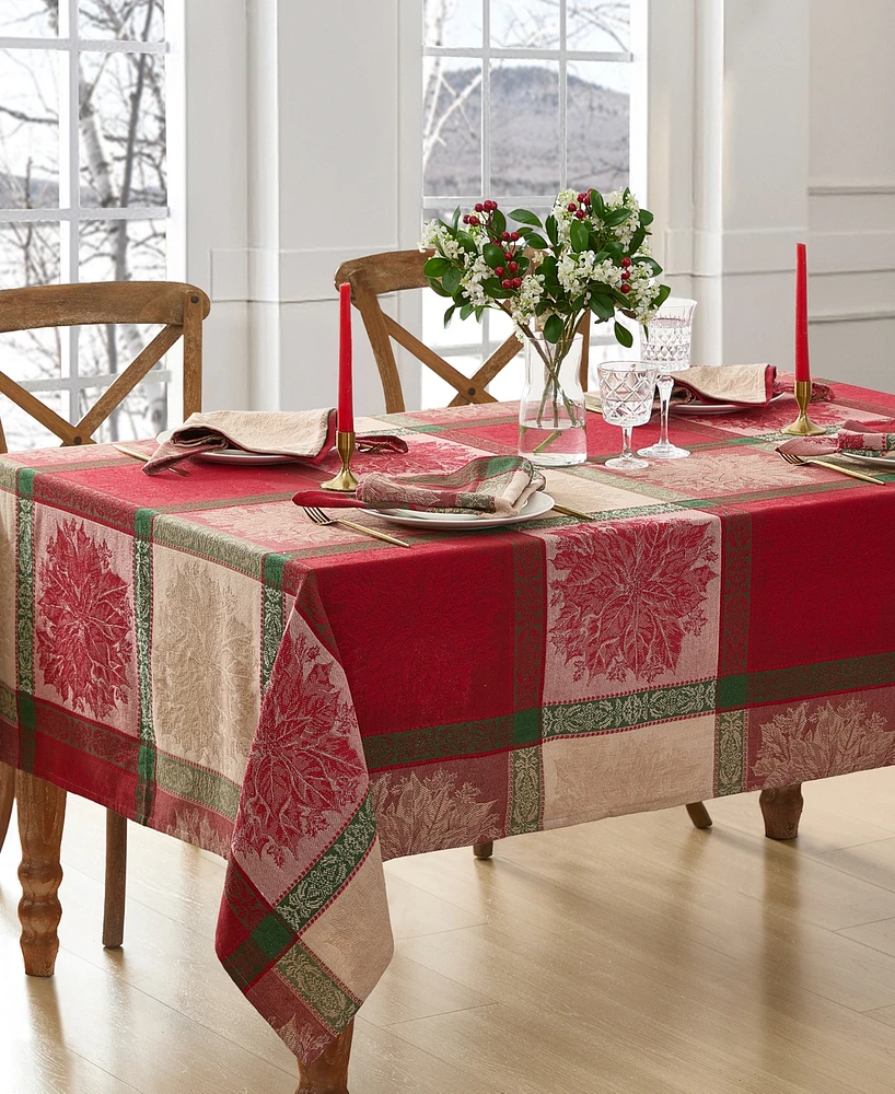 Elrene Prestige Poinsettia Jacquard Rectangle Tablecloth