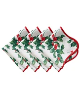 Elrene Classic Holly Scallop Border Napkins 17"x 17", Set of 4