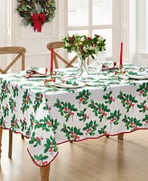 Elrene Classic Holly Scallop Border Rectangle Tablecloth