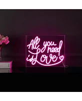 Jonathan Y All You Need Is Love Contemporary Glam Acrylic Box Usb Operated Led Neon Light