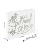 Jonathan Y All You Need Is Love Contemporary Glam Acrylic Box Usb Operated Led Neon Light