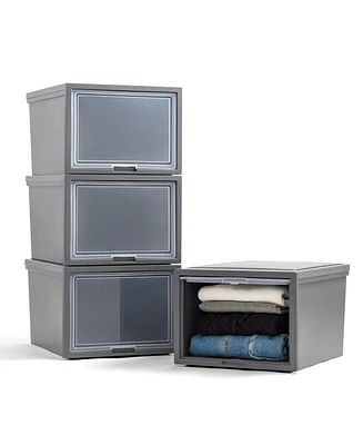 Iris Usa 42 Qt. Stackable Storage System for Clothes, Large, 4 Pack