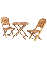 Outsunny 3-Piece Acacia Wood Bistro Set, Foldable Bistro Table and Chairs